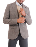 Men’s Striped Blazer in Wool - Brown