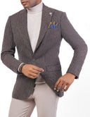 Men’s Striped Blazer in Wool - Maroon
