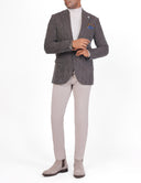 Men’s Striped Blazer in Wool - Maroon