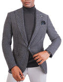 Men’s Striped Blazer in Wool - Navy