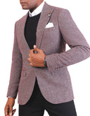 Men’s Slim Fit Blazer in Wool - Maroon