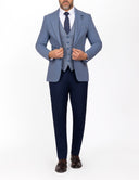 Mismatched Slim-Fit 3-Piece Suit - Light blue
