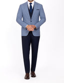 Mismatched Slim-Fit 3-Piece Linen Suit - Light blue