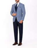 Mismatched Slim-Fit 3-Piece Linen Suit - Light blue