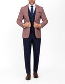 Mismatched Slim-Fit 3-Piece Linen Suit - Maroon