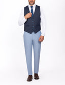 Slim-Fit 3-Piece Suit with Mismatched Vest - Light blue