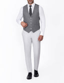 Slim-Fit 3-Piece Suit with Mismatched Vest - Light grey