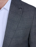 Slim-Fit 2-Piece Checked Suit - Grey Black