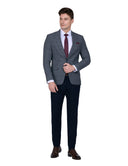 Slim-Fit 2-Piece Checked Suit - Grey navy