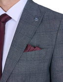 Slim-Fit 2-Piece Checked Suit - Grey navy