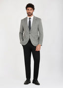 Peak Lapel One Button Mismatch Suit - Grey Black