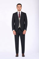 Slim Fit Suit with Notch Lapel & Combined Detailing - Navy