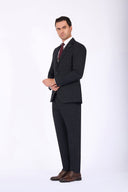 Slim Fit Suit with Notch Lapel & Combined Detailing - Navy