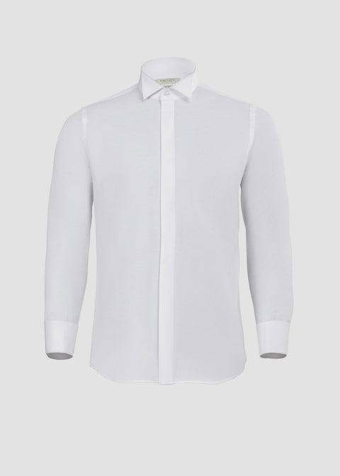 Comfort Fit Textured Tuxedo Shirt with Hidden Buttons