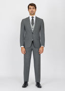 Slim Fit Suit with Peak Lapel and Grey-Trim Vest - Grey Black