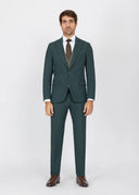 Slim Fit Suit with Peak Lapel and Flap Pockets - Dark green