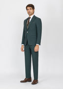 Slim Fit Suit with Peak Lapel and Flap Pockets - Dark green