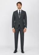 Slim Fit Suit with Peak Lapel and Flap Pockets - Dark Grey