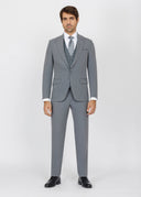 Slim Fit Suit with Peak Lapel and Flap Pockets - Grey