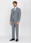 Slim Fit Suit with Peak Lapel and Flap Pockets - Grey