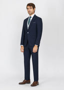 Slim Fit Suit with Peak Lapel and Flap Pockets - Navy