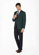 Checked Peak Lapel Slim Fit Vest Suit - Green