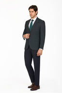 Notch Lapel Slim Fit Mismatched Suit - Green navy