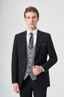 Jakamen Men’s Vest Suit with Notch Lapel M028 - Black