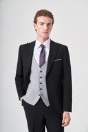 Jakamen Men’s Vest Suit with Peak Lapel M029 - Black