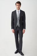 Slim Peak-Lapel Suit - Dark Grey