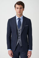 Slim Peak-Lapel Suit - Navy