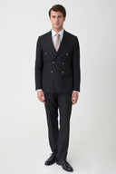 Double-Breasted Peak-Lapel Suit - Black