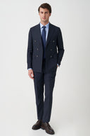 Double-Breasted Peak-Lapel Suit - Navy