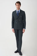 Slim Peak-Lapel Double-Breasted Suit - Dark green