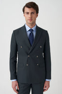 Slim Peak-Lapel Double-Breasted Suit - Dark green