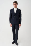 Slim Peak-Lapel Double-Breasted Suit - Navy