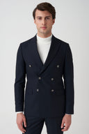 Slim Peak-Lapel Double-Breasted Suit - Navy
