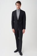 Slim Peak-Lapel Pinstriped Suit - Black