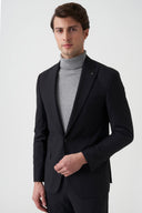 Slim Peak-Lapel Pinstriped Suit - Black