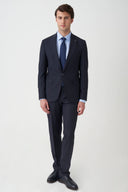 Slim Peak-Lapel Pinstriped Suit - Navy