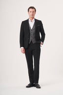 Jakamen Men’s Black Vest Suit - Black