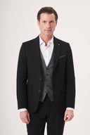 Jakamen Men’s Black Vest Suit - Black