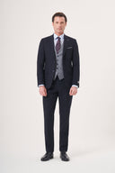 Jakamen Men’s Black Vest Suit - Navy
