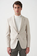 Slim Notch-Lapel Blazer - Beige