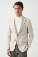 Slim Notch-Lapel Blazer - Beige