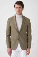 Slim Notch-Lapel Blazer - Olive