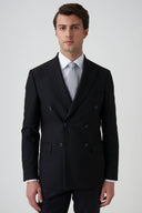 Slim Peak-Lapel Double-Breasted Blazer - Black