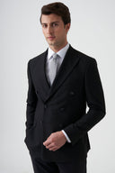 Slim Peak-Lapel Double-Breasted Blazer - Black