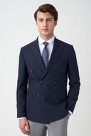 Slim Peak-Lapel Double-Breasted Blazer - Navy