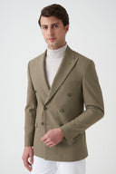 Slim Peak-Lapel Double-Breasted Blazer - Olive